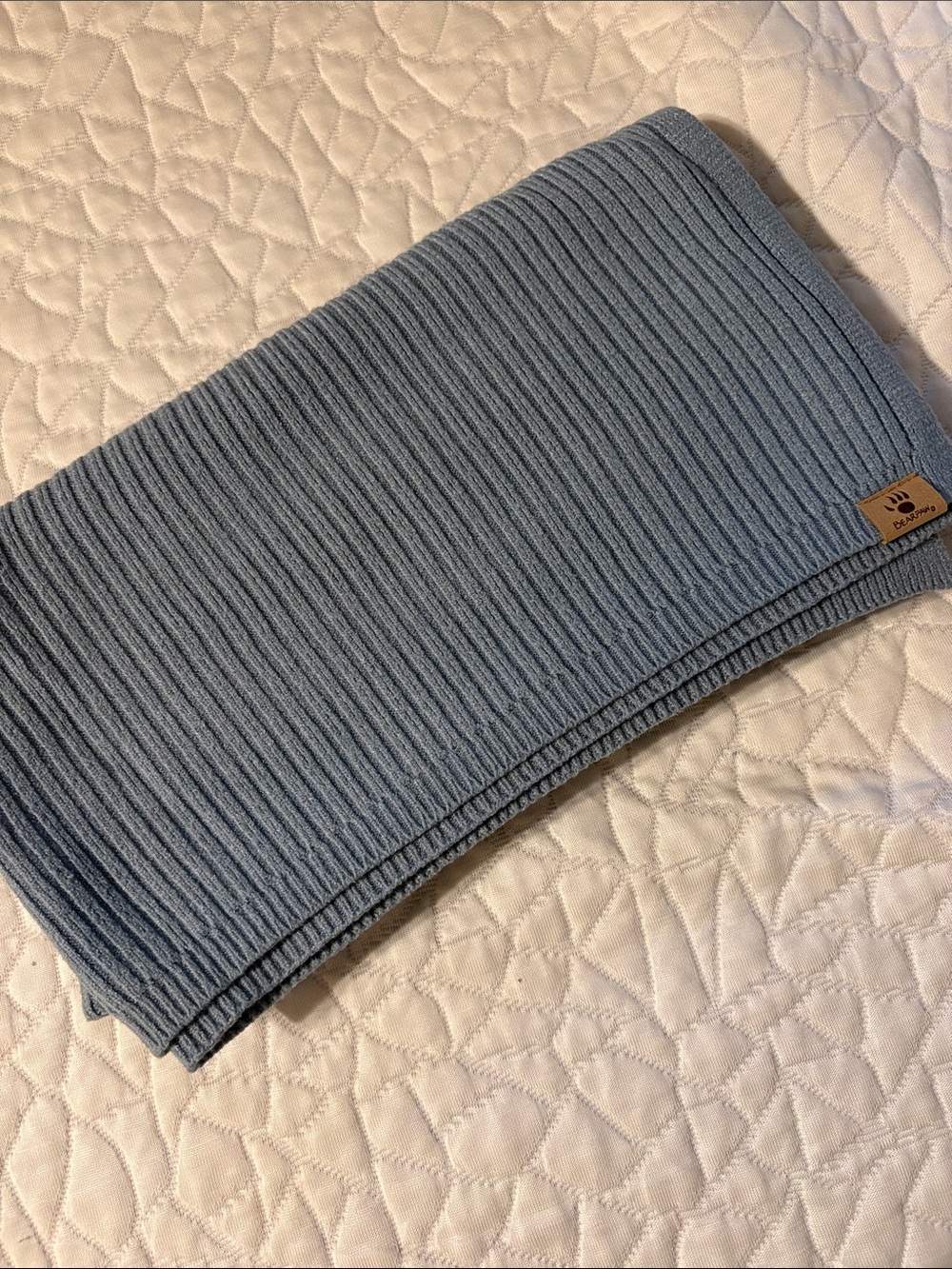 BearPaw small Blue Ribbed infant/toddler blanket
